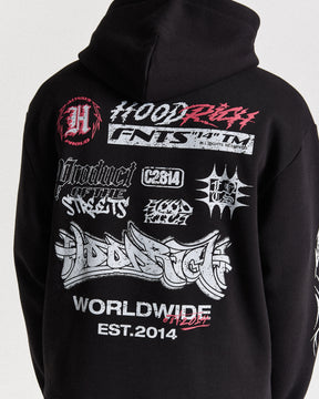 Vertigo Oversized Hoodie - Black/Grey/Pink