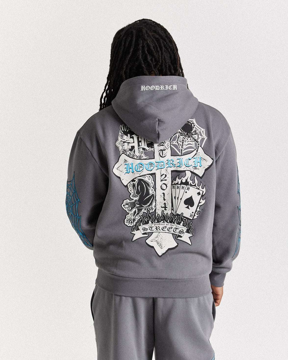 Cross Oversized Hoodie - Grey/Blue
