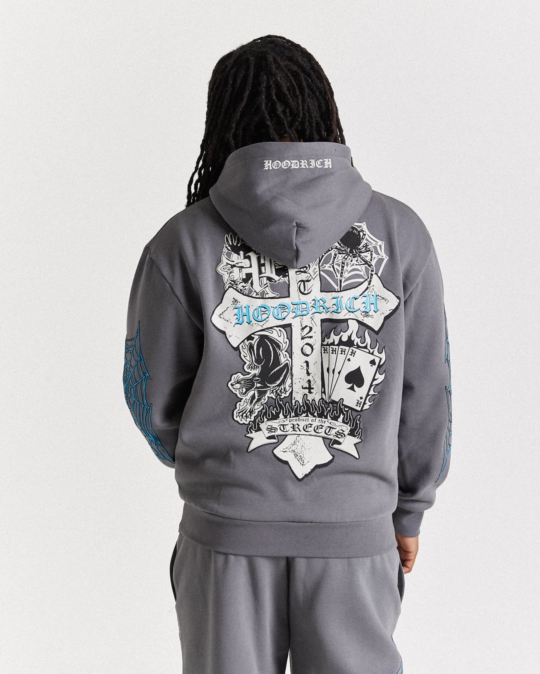 Cross Oversized Hoodie - Grey/Blue