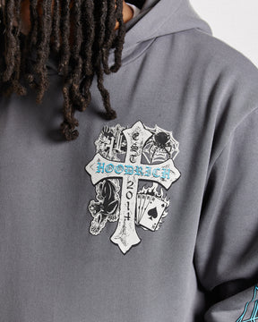 Cross Oversized Hoodie - Grey/Blue