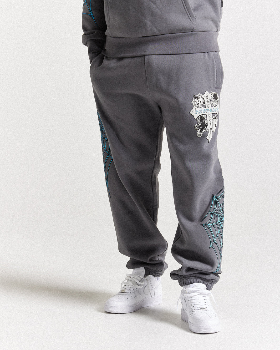Cross Oversized Joggers - Grey/Blue