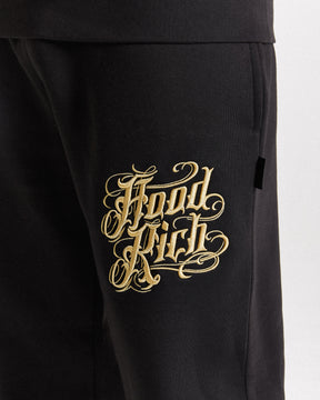 Script Oversized Jogger - Black/Gold