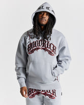 Dark Oversized Hoodie - Grey/Black/Red