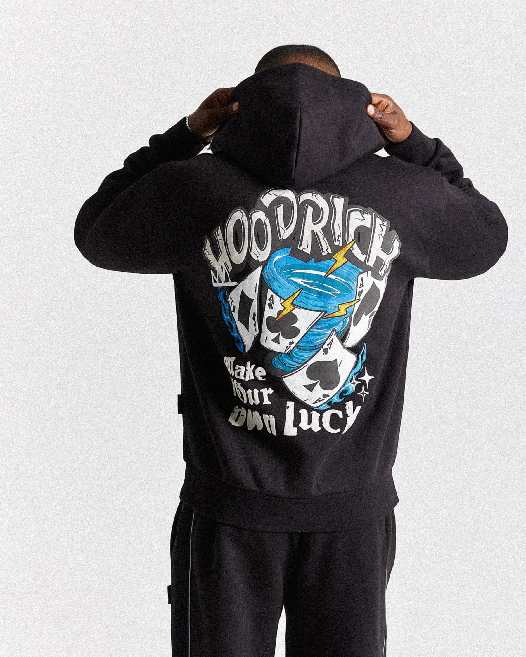 Your Luck Oversized Hoodie - Black/Grey/Blue