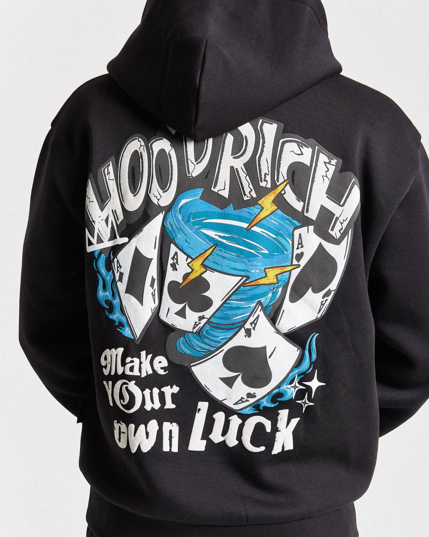Your Luck Oversized Hoodie - Black/Grey/Blue