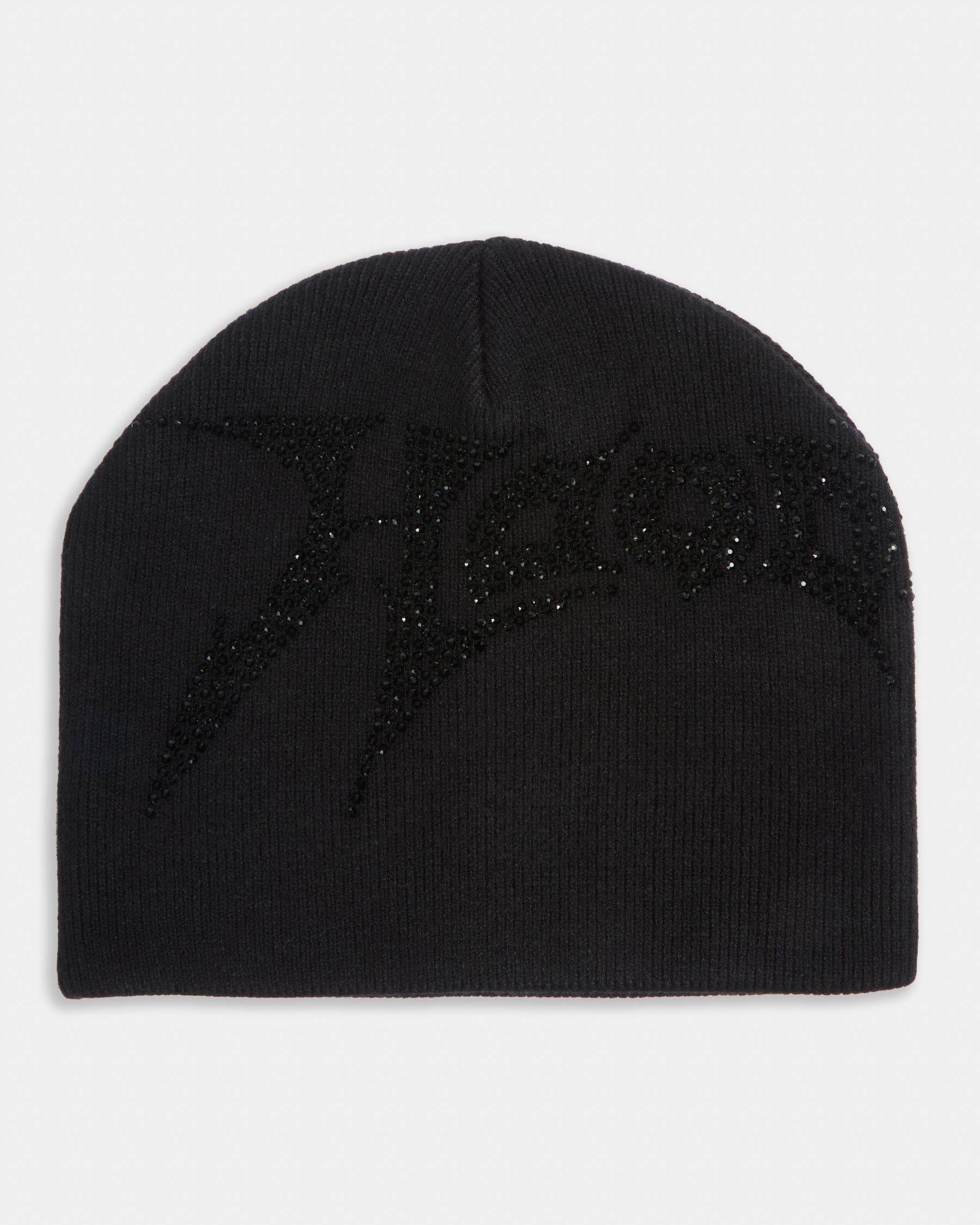 Lustre Diamanté Fitted Beanie - Black