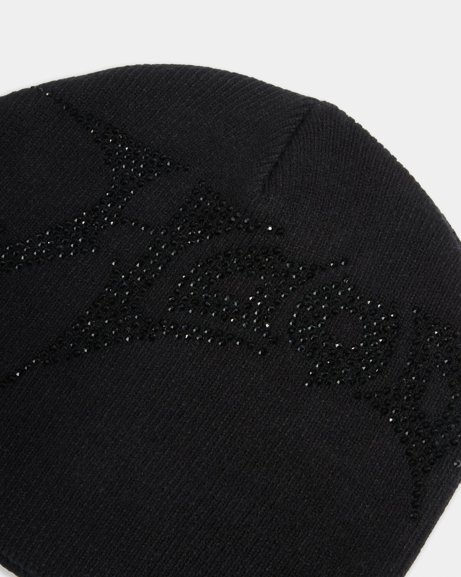 Lustre Diamanté Fitted Beanie - Black