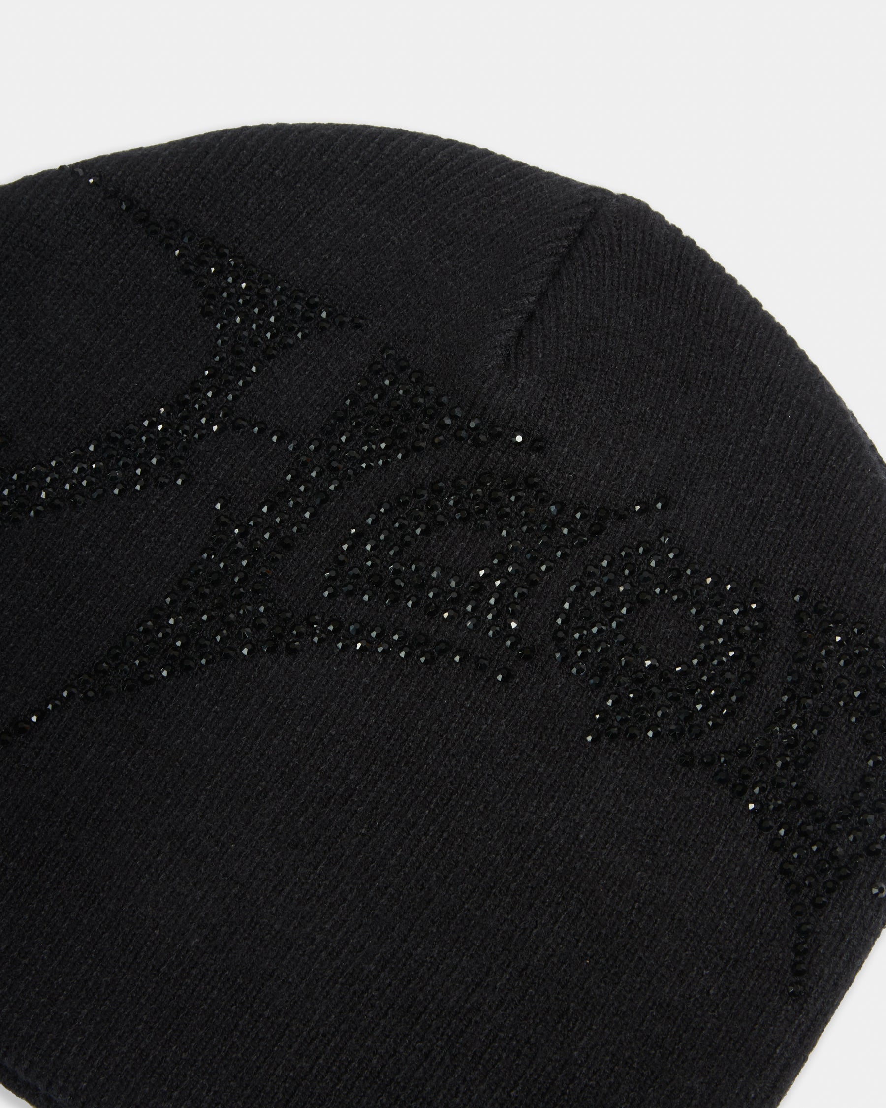 Lustre Diamanté Fitted Beanie - Black