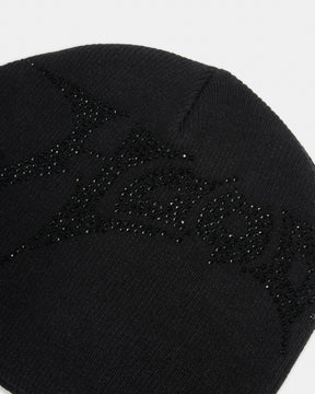 Lustre Diamanté Fitted Beanie - Black