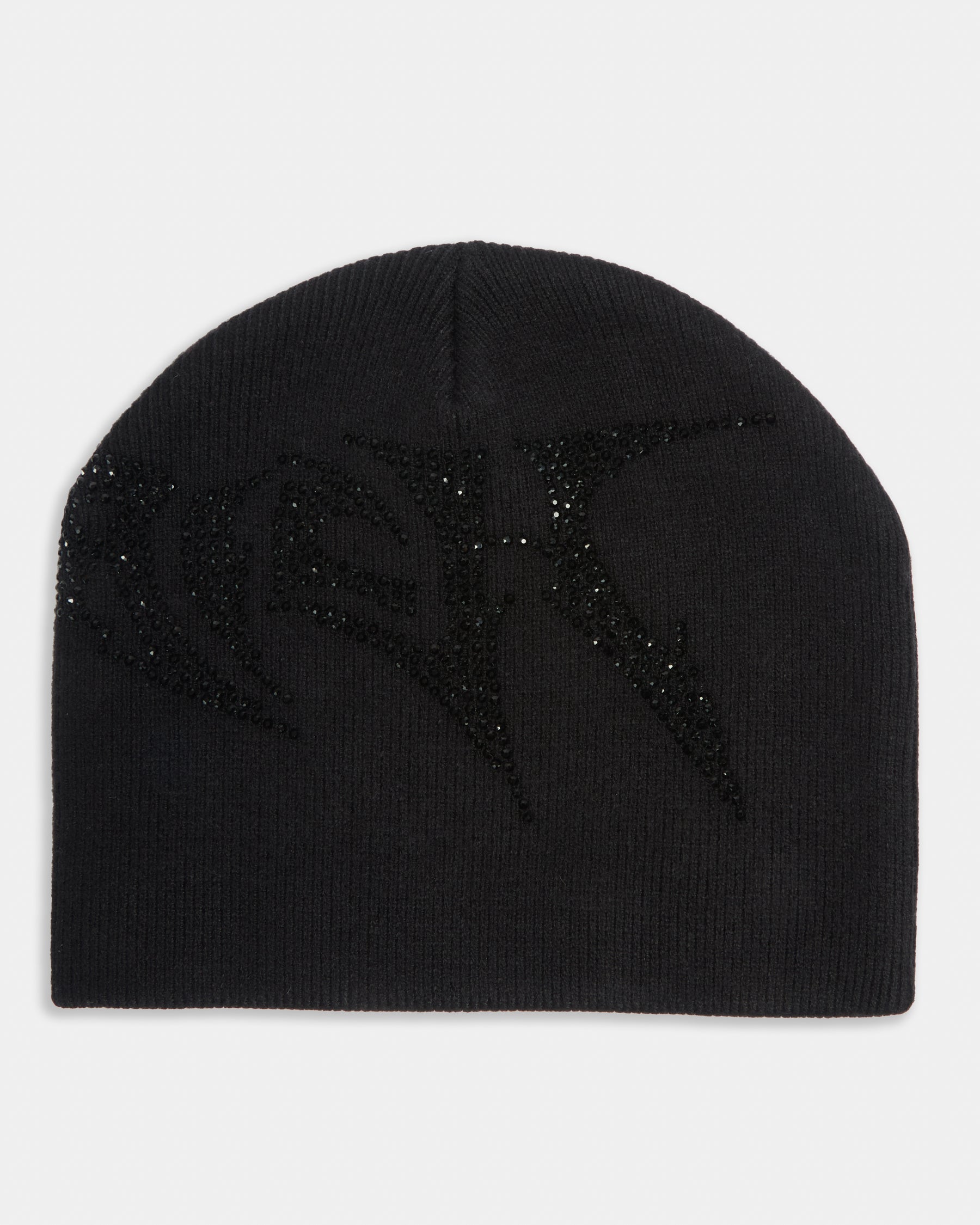 Lustre Diamanté Fitted Beanie - Black