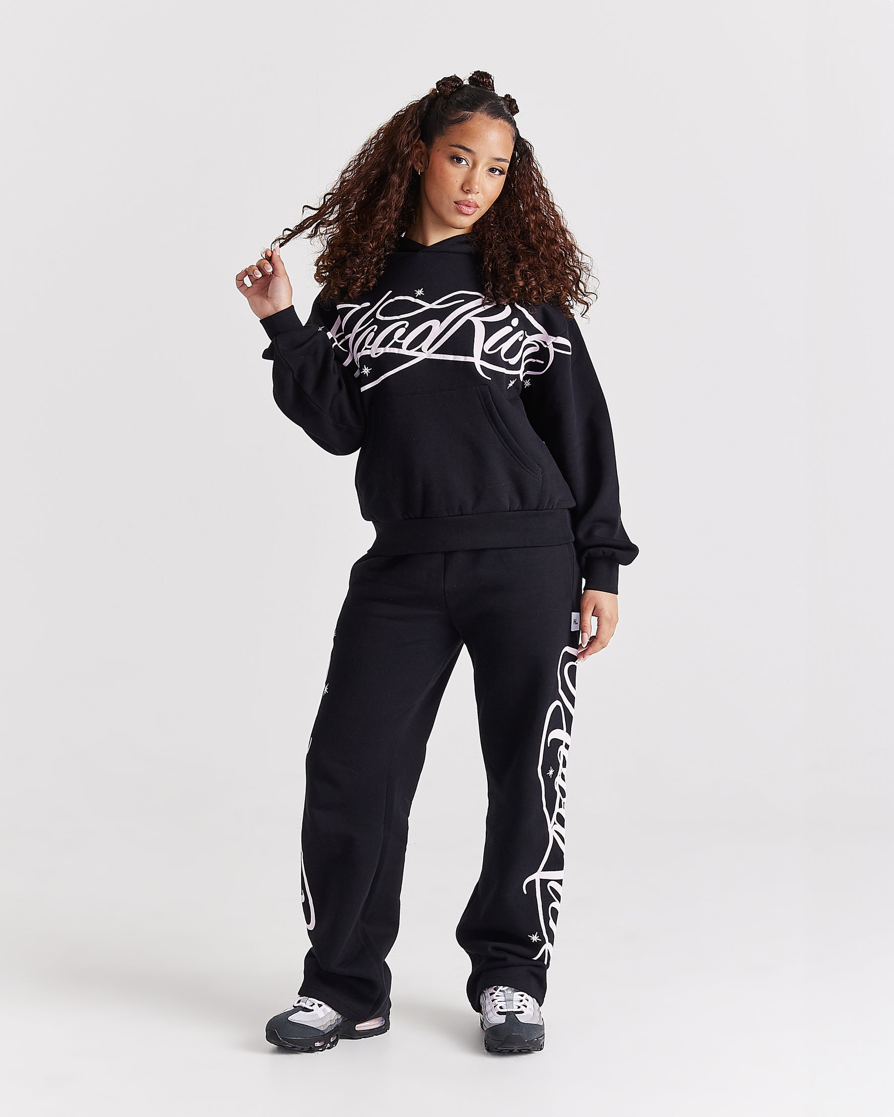 Solace Wide Leg Joggers - Black/Pink