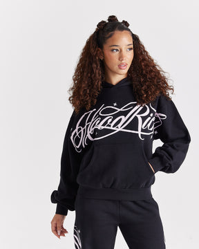 Solace Mid Length Hoodie - Black/Pink