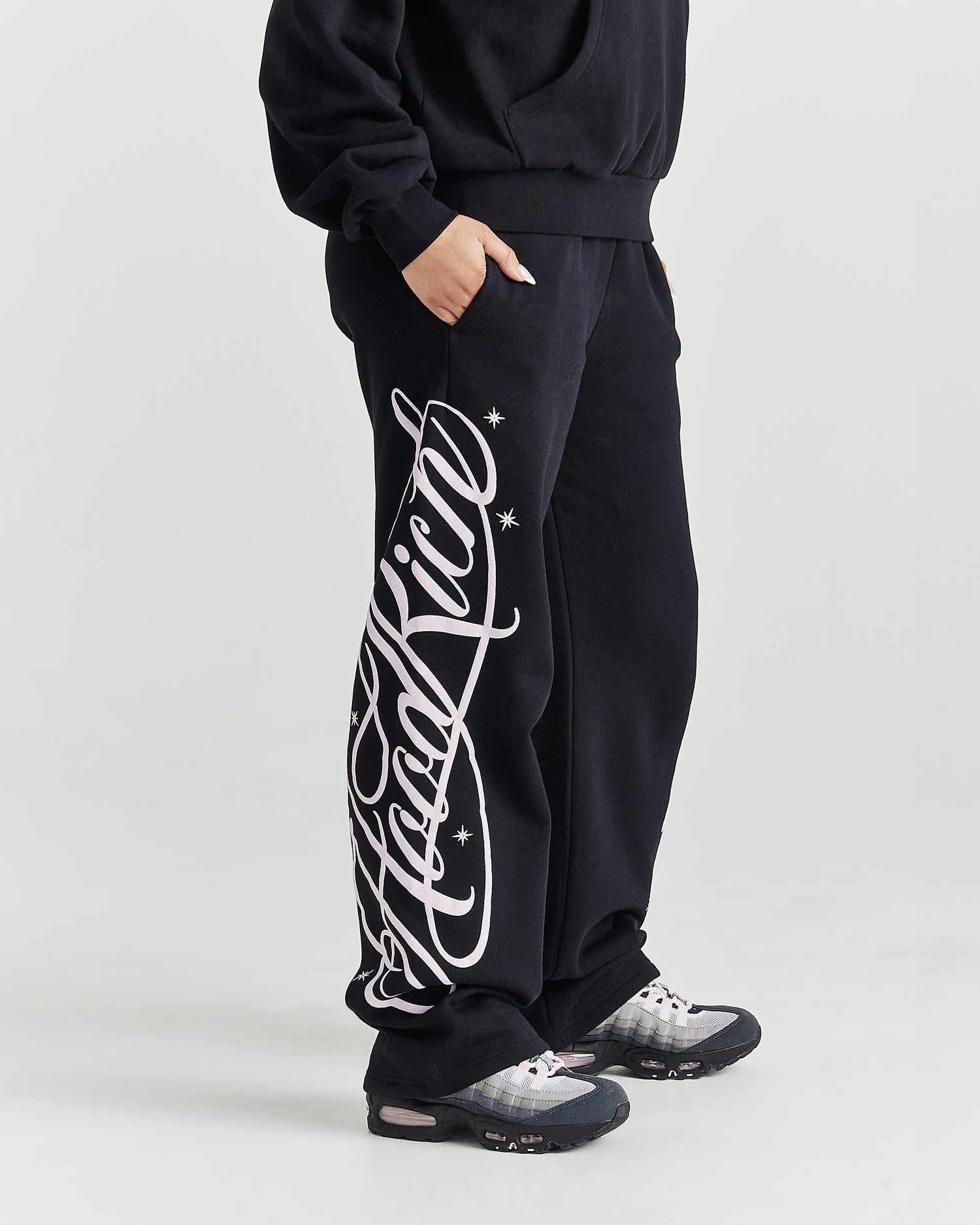 Solace Wide Leg Joggers - Black/Pink