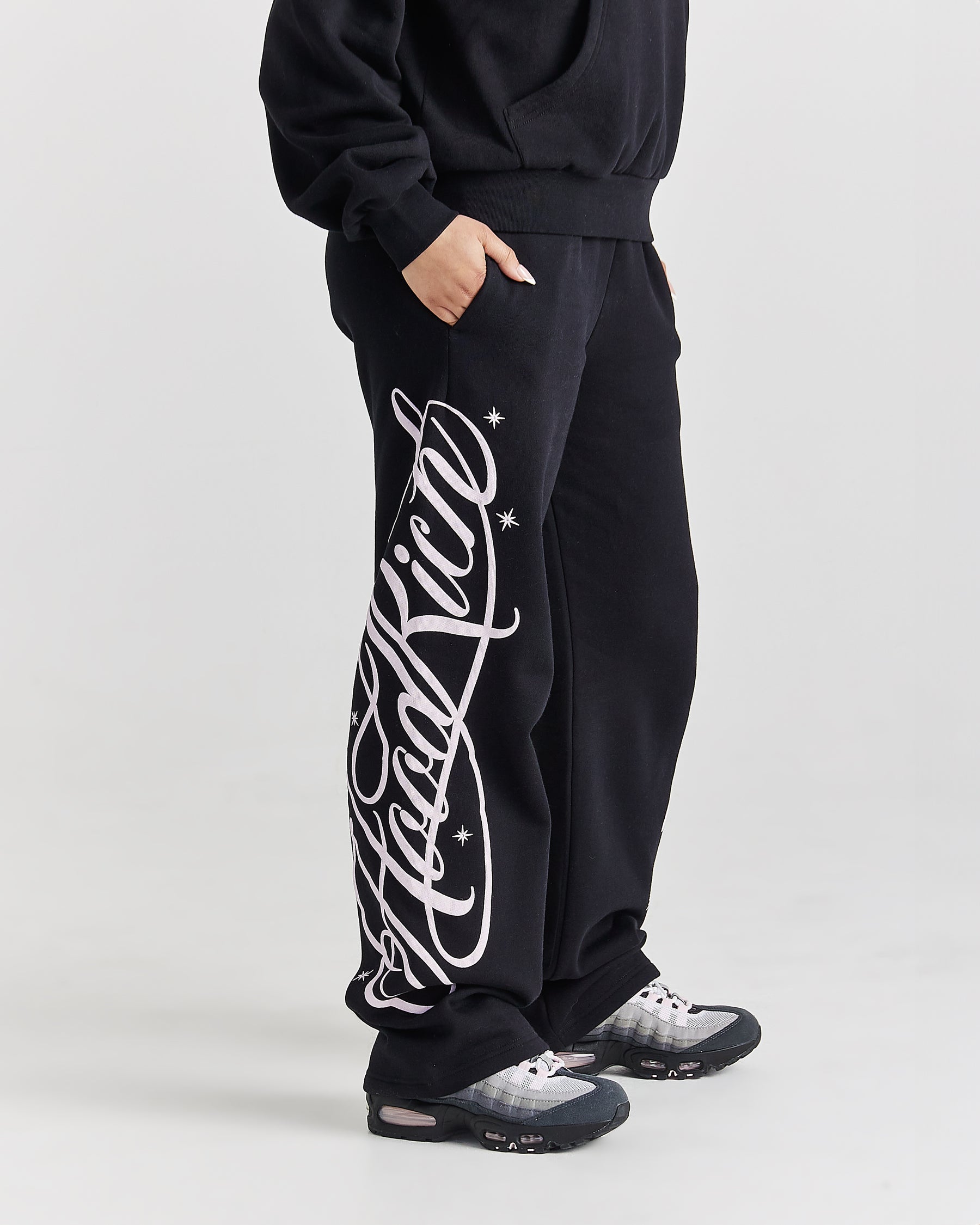 Solace Wide Leg Joggers - Black/Pink