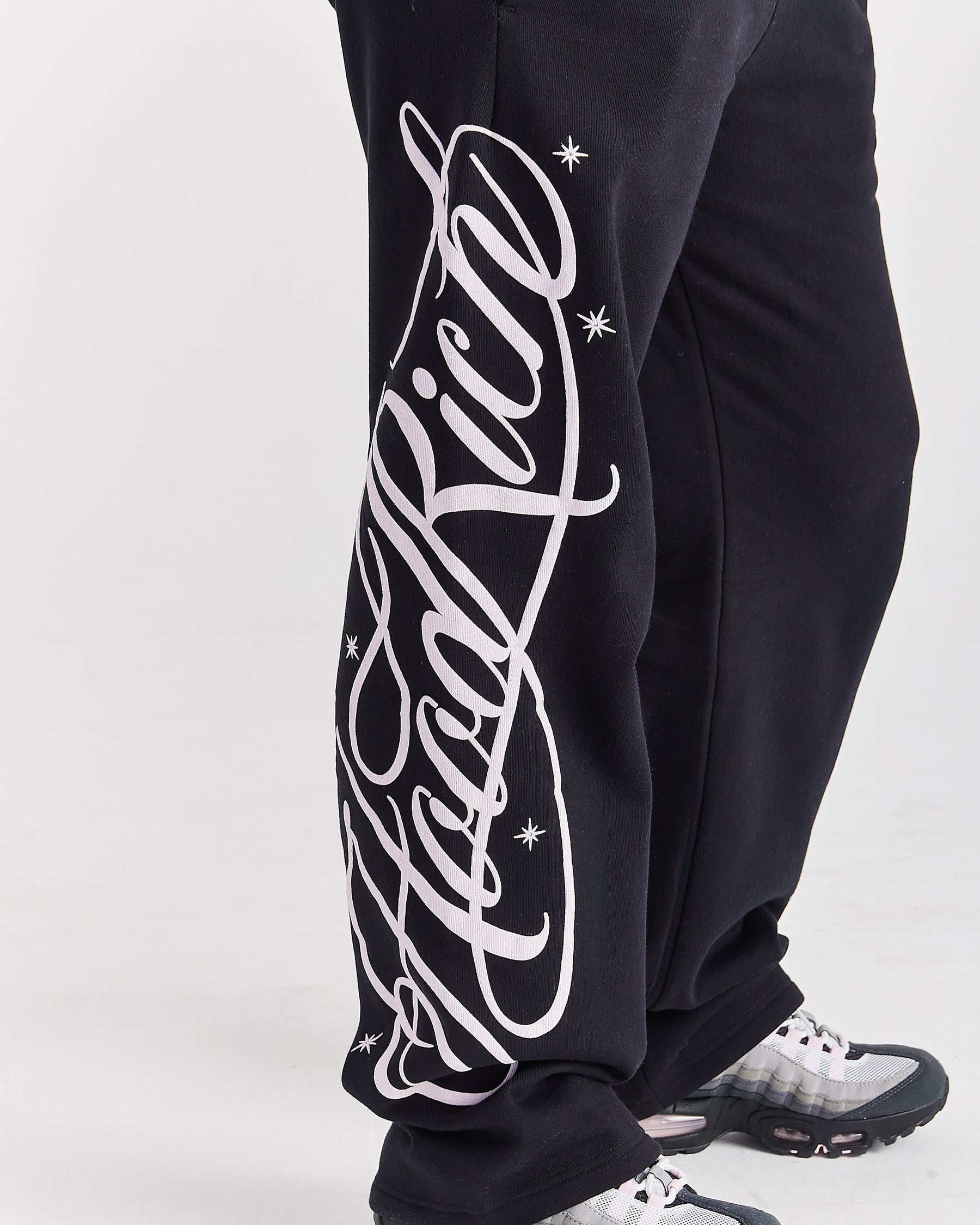 Solace Wide Leg Joggers - Black/Pink
