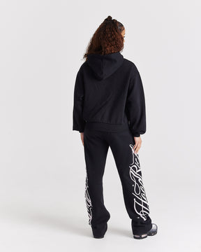 Solace Mid Length Hoodie - Black/Pink