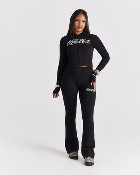 Solace Fitted Zip Top - Black/Pink