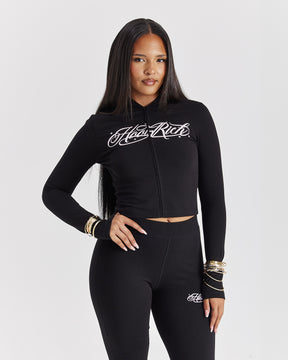 Solace Fitted Zip Top - Black/Pink