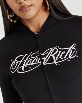 Solace Fitted Zip Top - Black/Pink