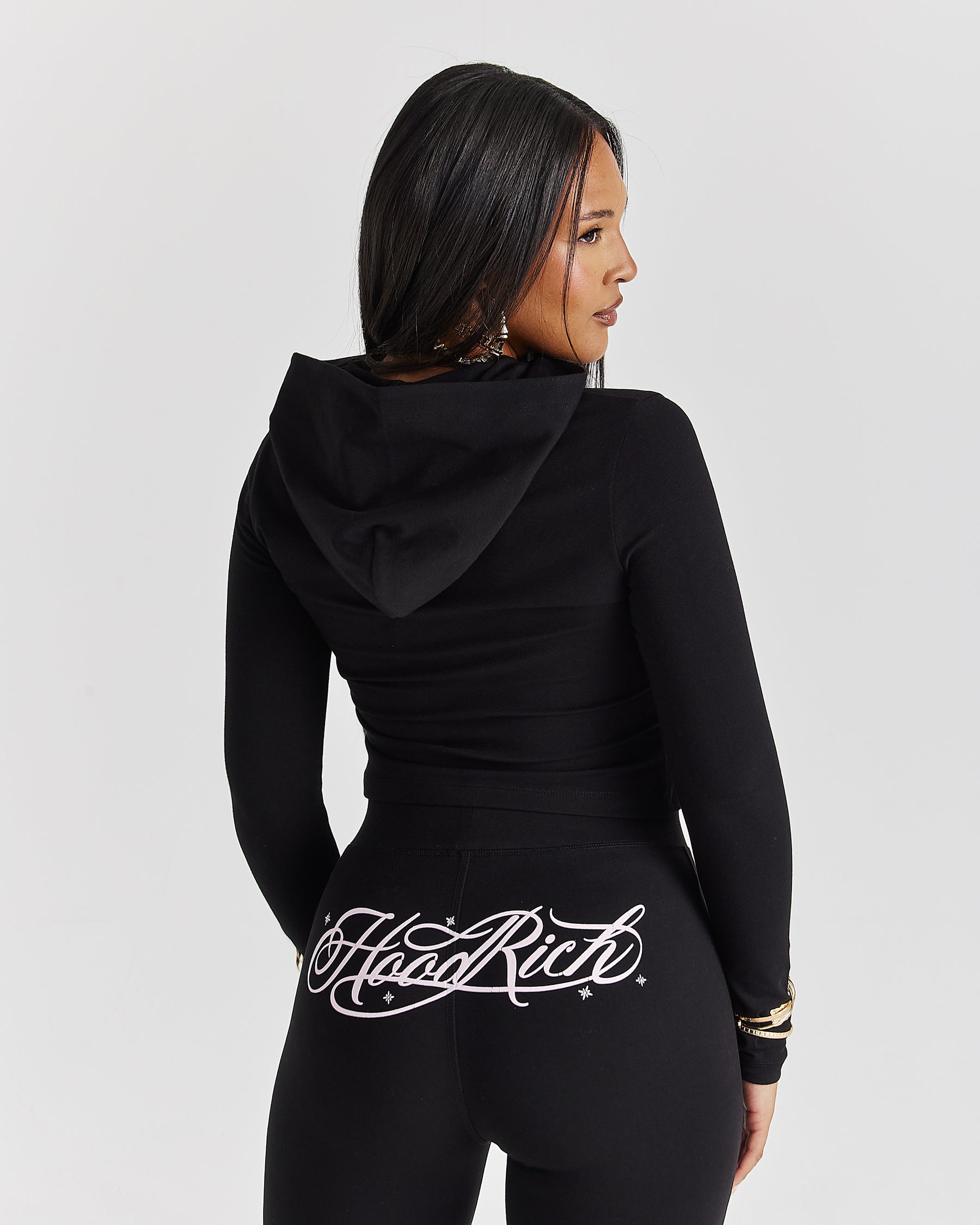 Solace Fitted Zip Top - Black/Pink