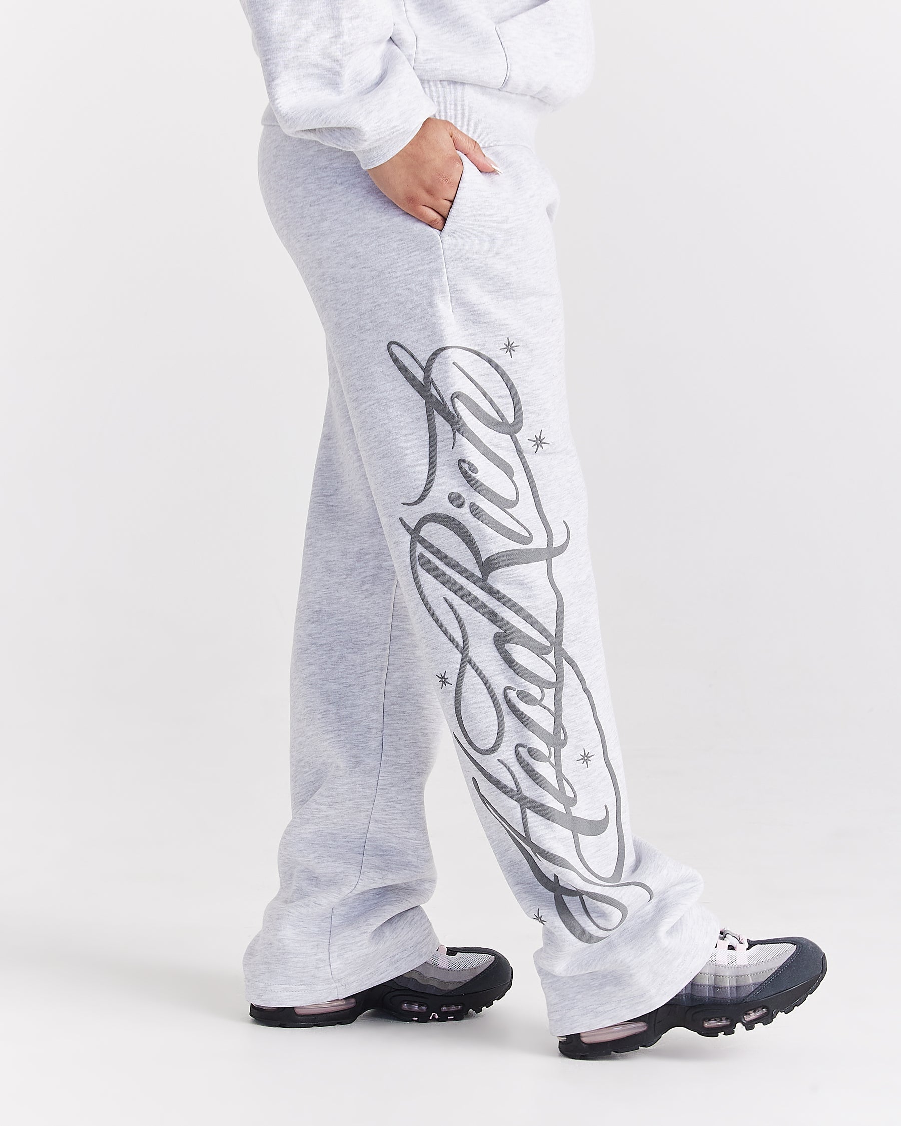 Solace Wide Leg Joggers - Light Grey