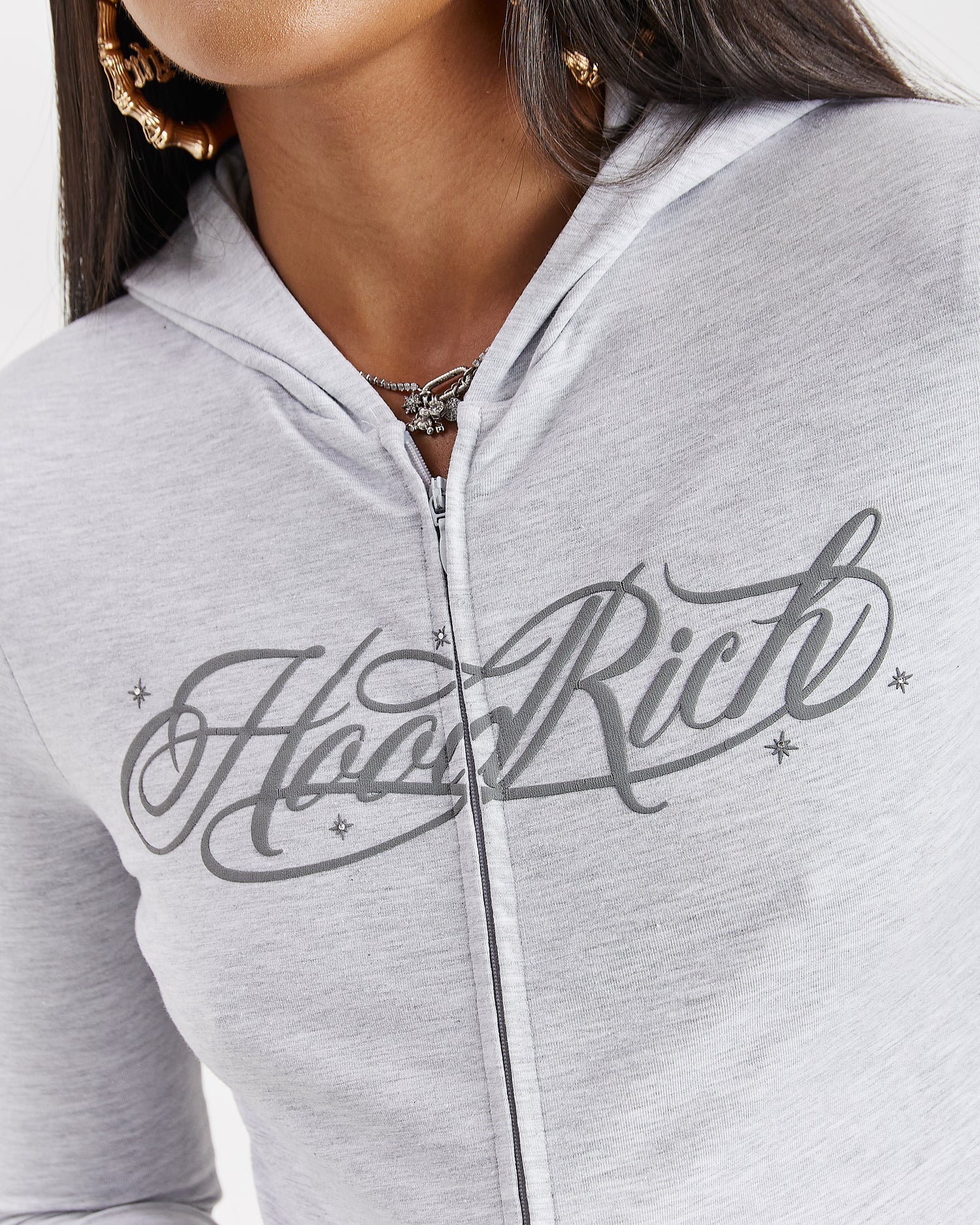 Solace Fitted Zip Top - Light Grey