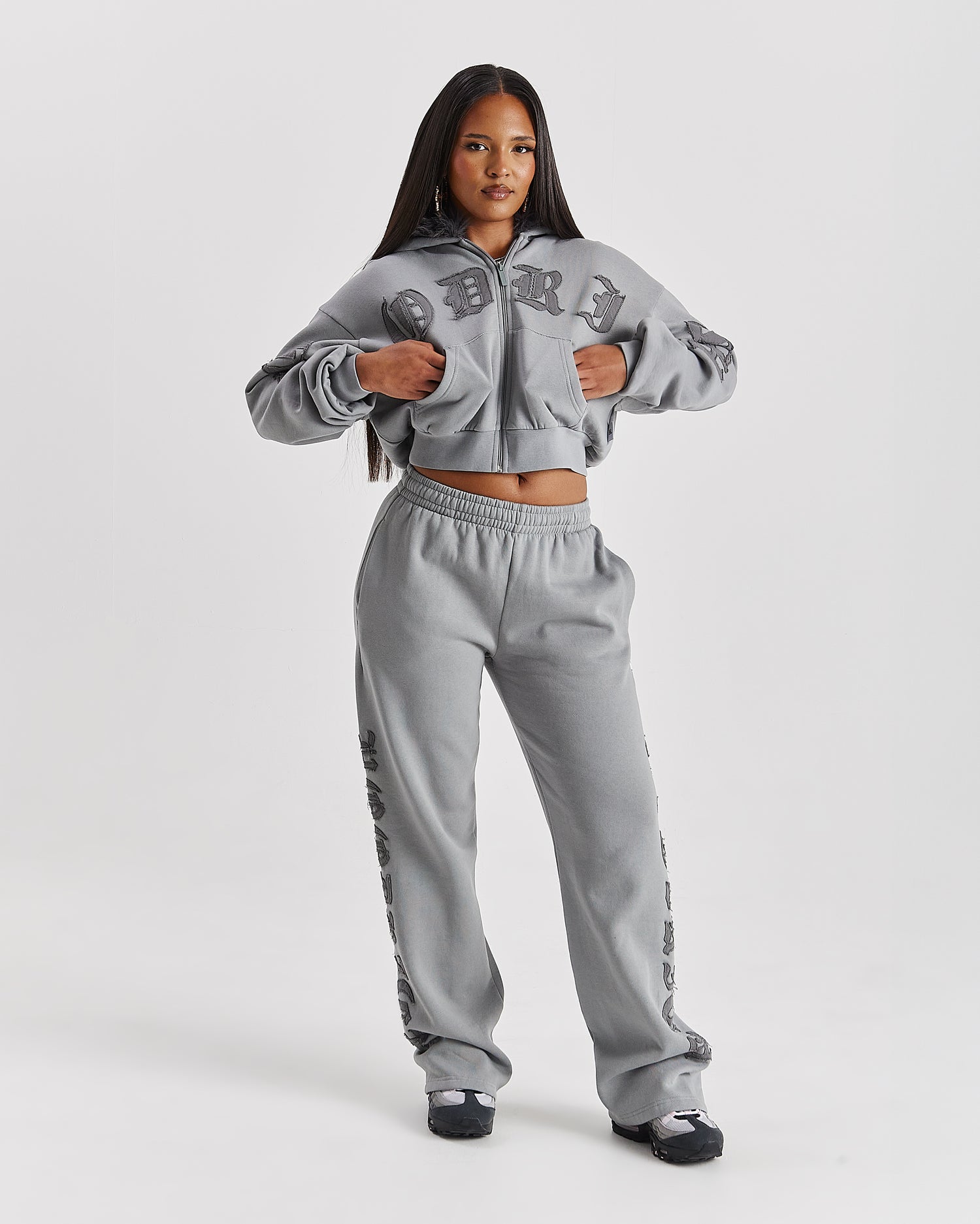 Drea Wide Leg Joggers - Grey