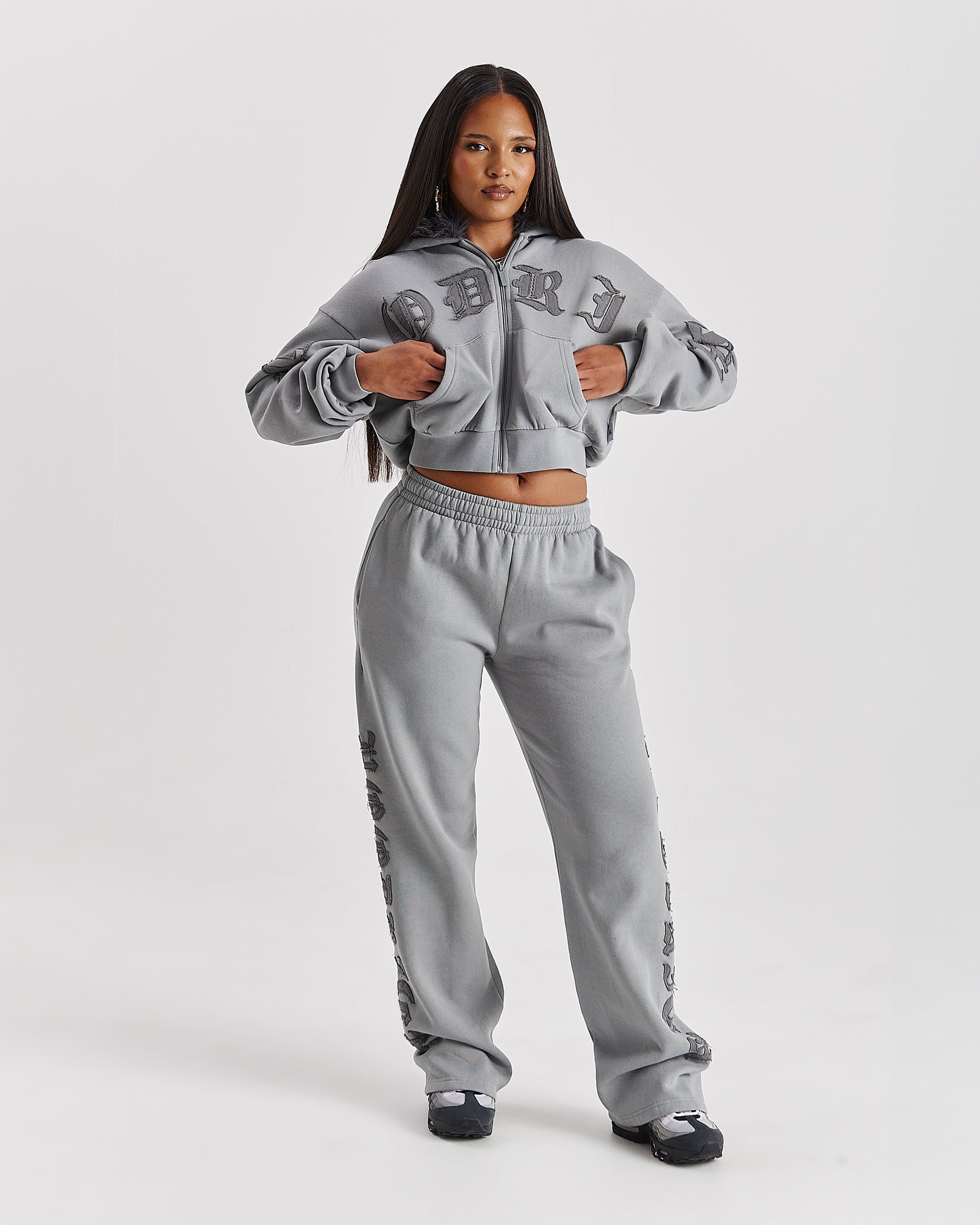 Drea Wide Leg Joggers - Grey