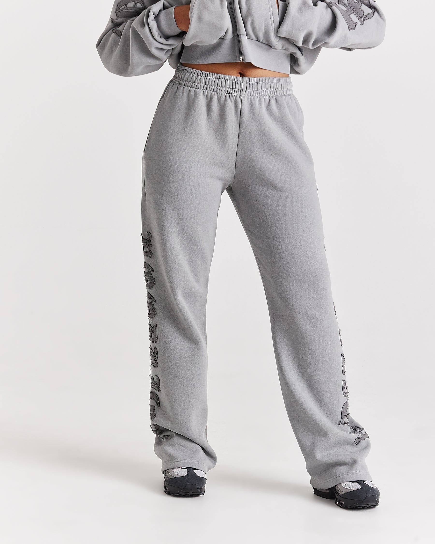 Drea Wide Leg Joggers - Grey