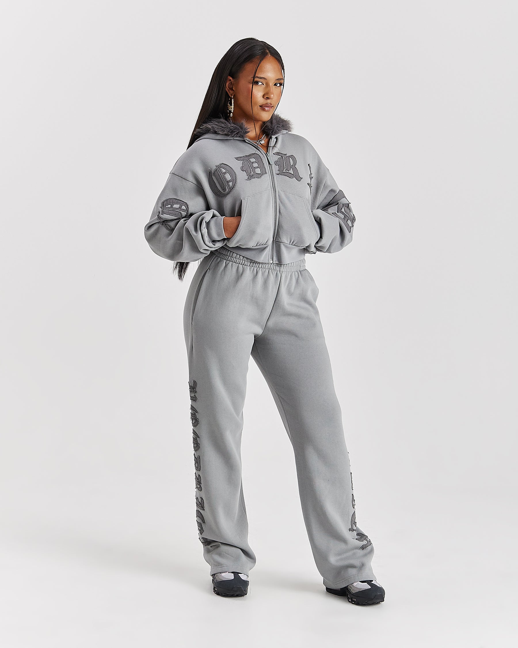 Drea Wide Leg Joggers - Grey