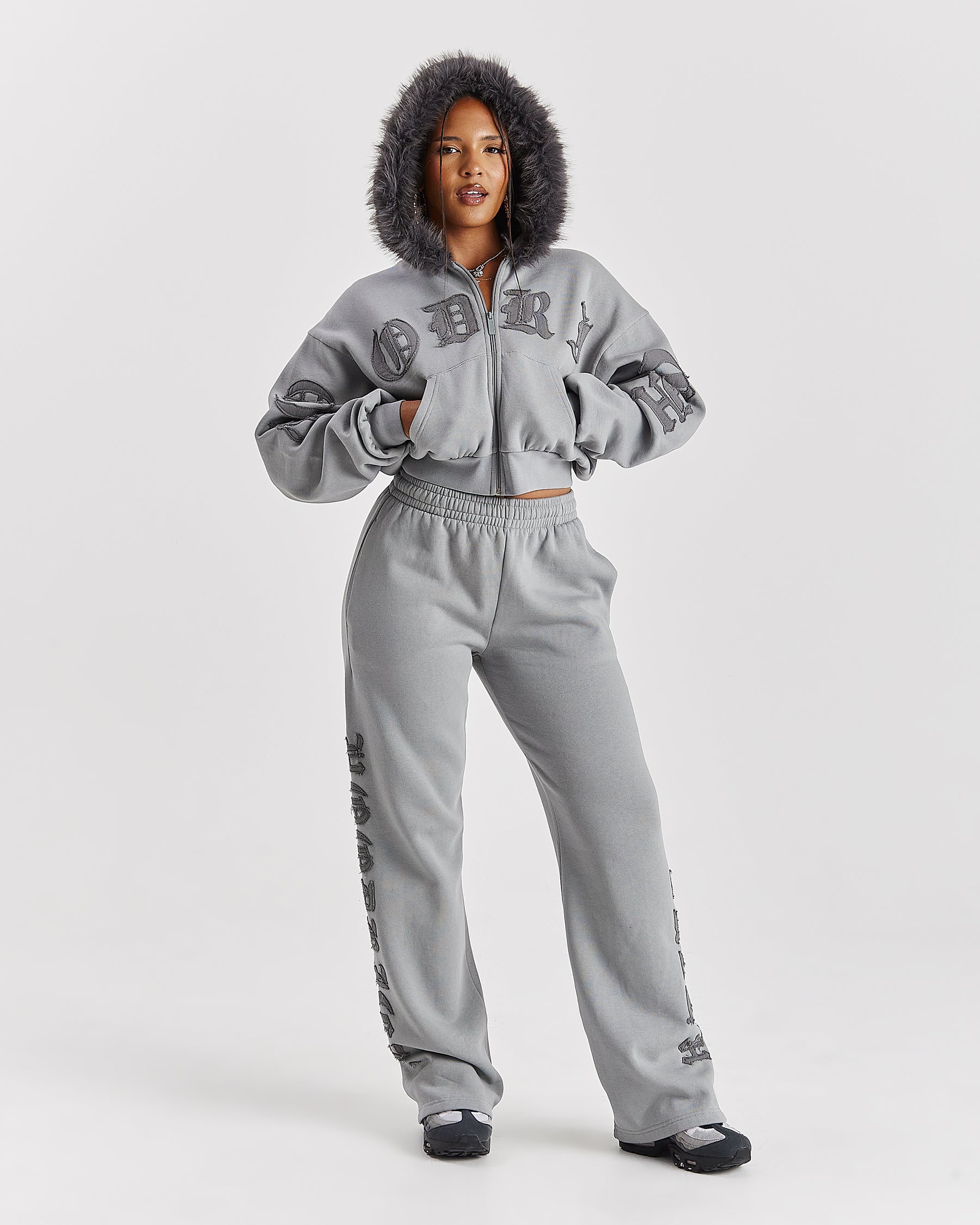 Drea Wide Leg Joggers - Grey