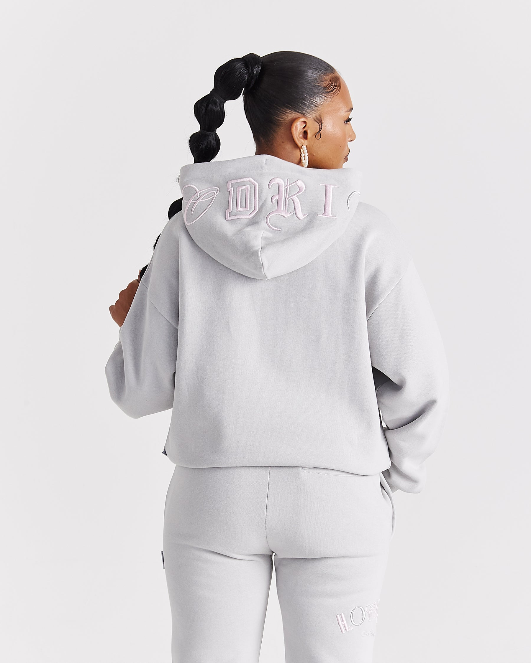 Calor Oversized Hoodie - Light Grey/Pink