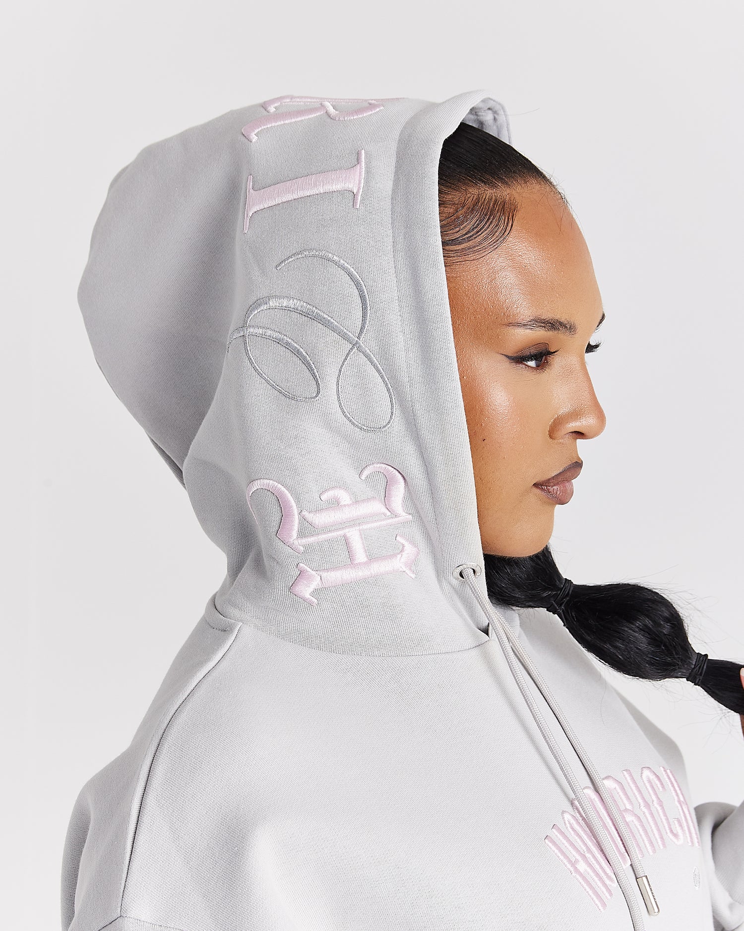 Calor Oversized Hoodie - Light Grey/Pink