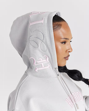 Calor Oversized Hoodie - Light Grey/Pink