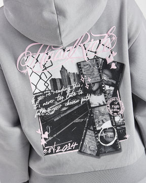 Vision Mid Length Hoodie - Grey/Pink/Black