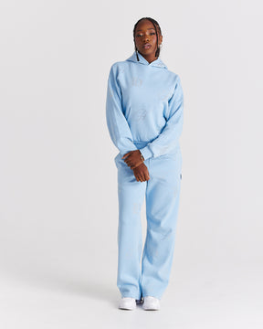 Crystal Wide Leg Jogger - Light Blue/Rhinestone