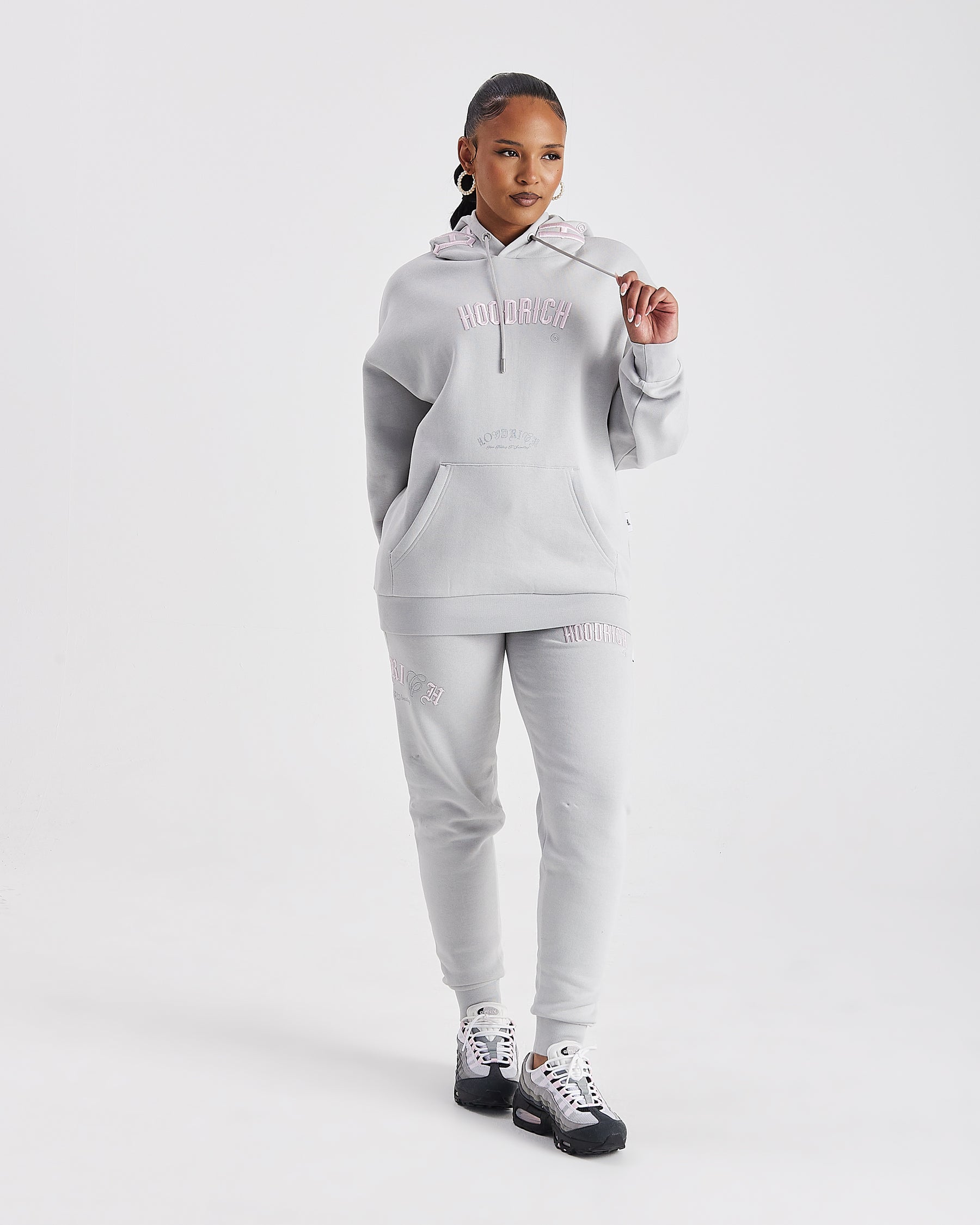 Calor Oversized Hoodie - Light Grey/Pink