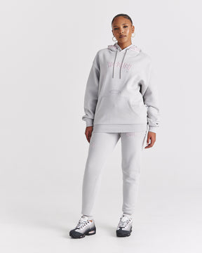 Calor Oversized Hoodie - Light Grey/Pink