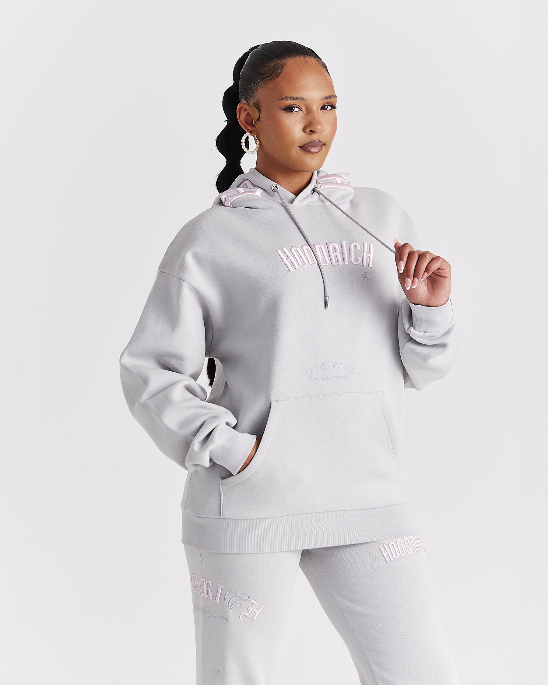 Calor Oversized Hoodie - Light Grey/Pink