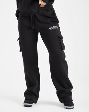 Luna Wide Leg Joggers - Black/Grey