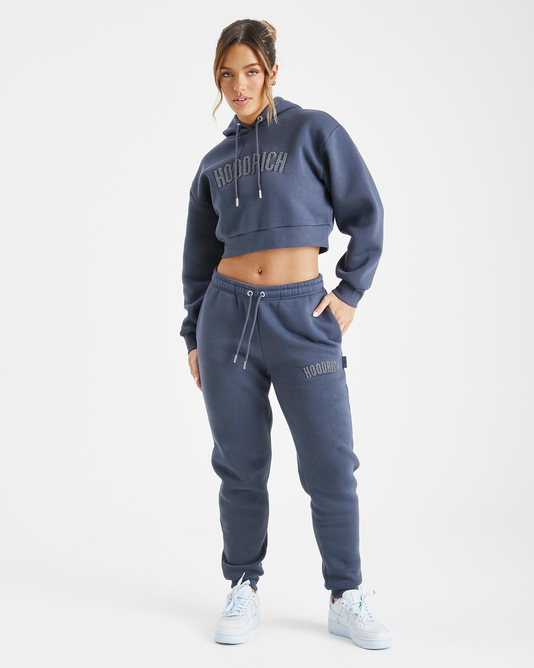 Kraze Cropped Hoodie - Navy