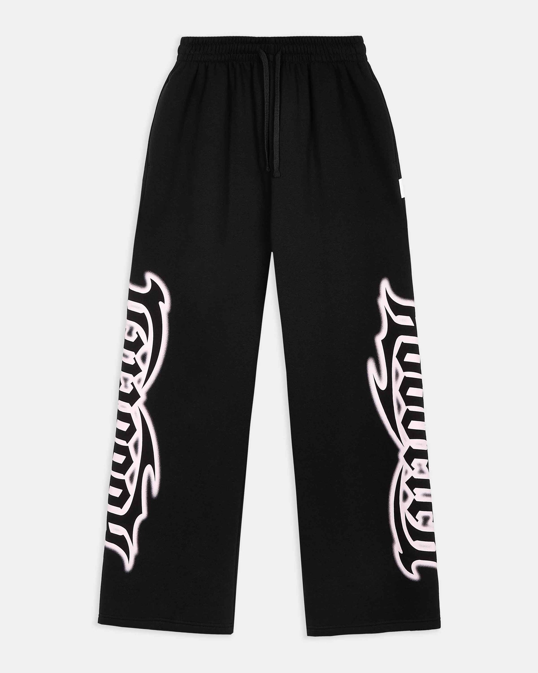 Asha Oversized Wide Leg Joggers - Black/Pink