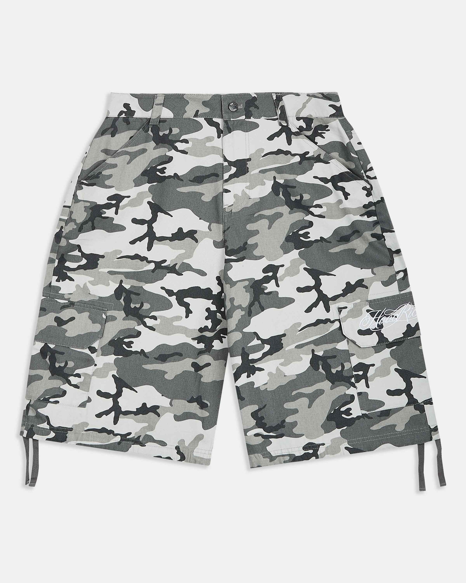 Camouflage shorts on a white background