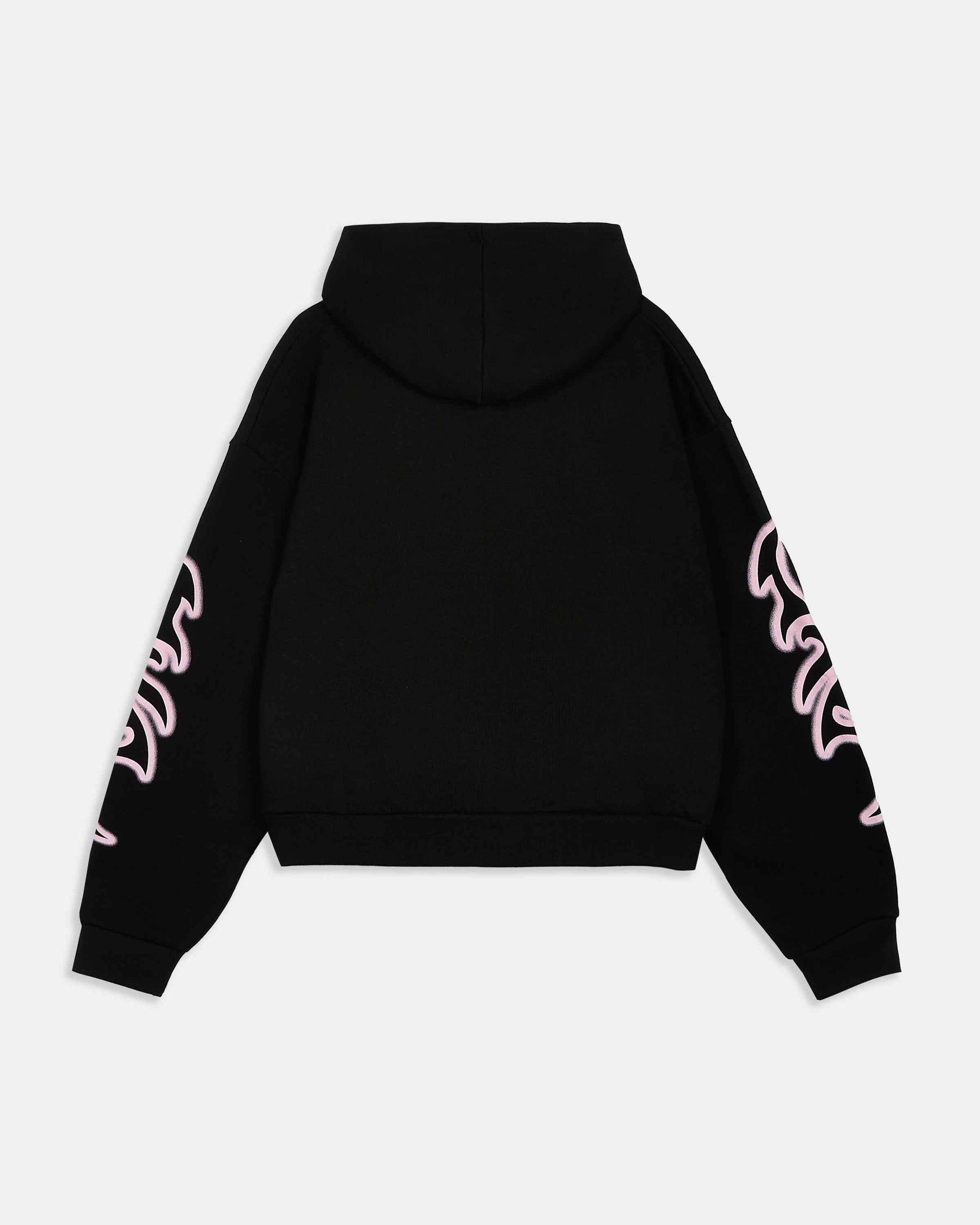 Asha Mid Length Zip Hoodie - Black/Pink