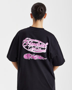 Sketch Money Oversized T-Shirt - Black/White/Pink