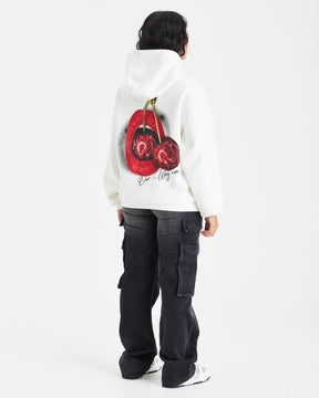 Cherries Oversized Hoodie - White/Black/Red