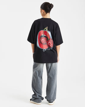 Cherries Oversized T-Shirt - Black/White/Red