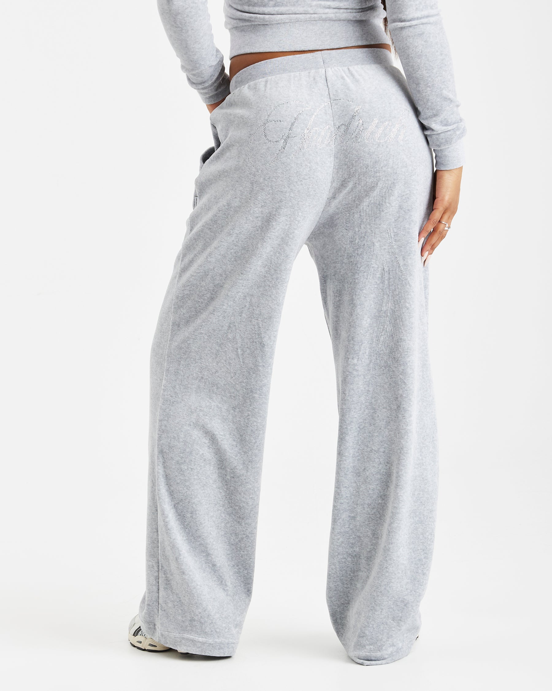 Figure Velour Joggers - Grey/Silver/Rhinestone