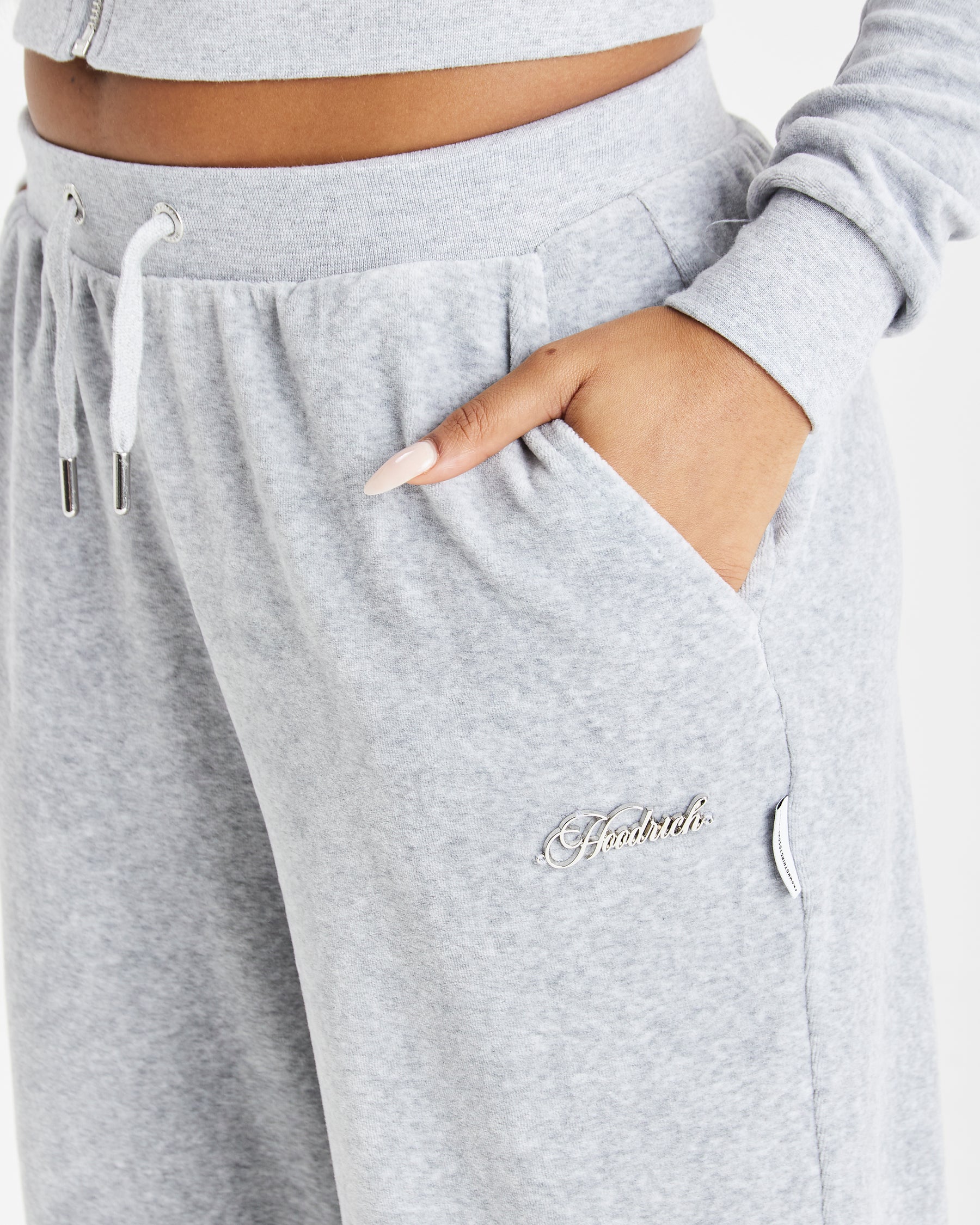 Figure Velour Joggers - Grey/Silver/Rhinestone