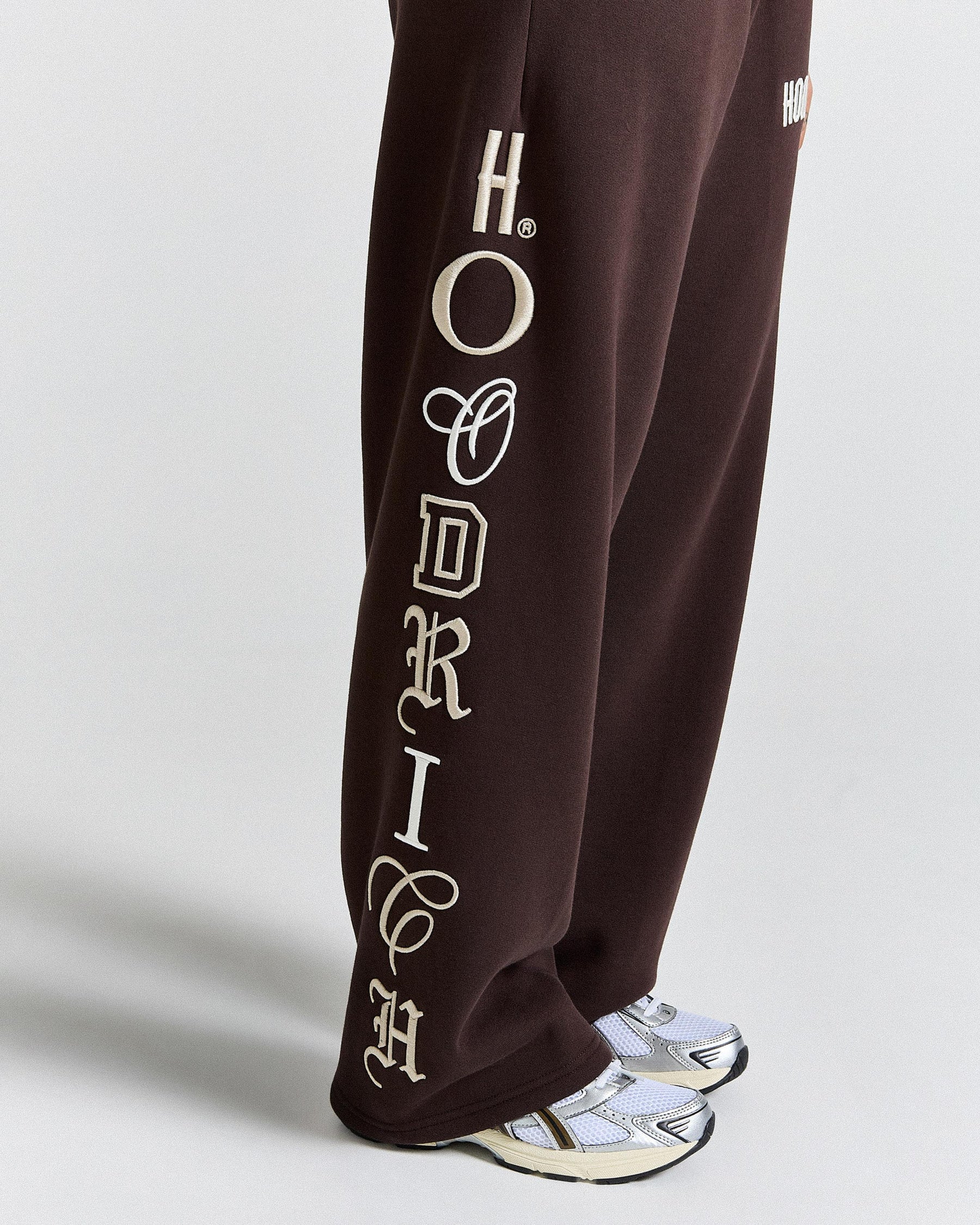 Calor Oversized Wide Leg Joggers - Brown/White